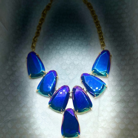 Kendra Scott Iridescent gold purple blue green Harlow Necklace - Picture 6 of 12